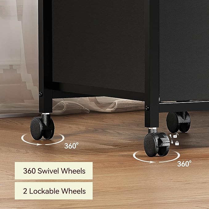 Vertical Mobile Filing Cabinet Fits A4 or Letter Size, Rustic Black - LeafyLoom