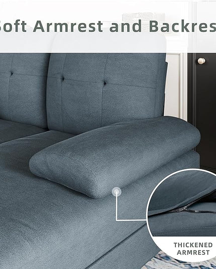 Shintenchi Sectional Couches for Living Room, U Shaped Sofa Couch with Double Chaise, 4-Seat Living Room Furniture Sets with Soft Cushion & Linen Fabric, Dark Grey - LeafyLoom