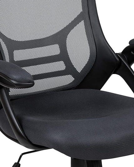 Flash Furniture Porter High-Back Swivel Office Chair with Adjustable Lumbar Support and Seat Height, Ergonomic Mesh Desk Chair with Flip-Up Armrests, Black - LeafyLoom