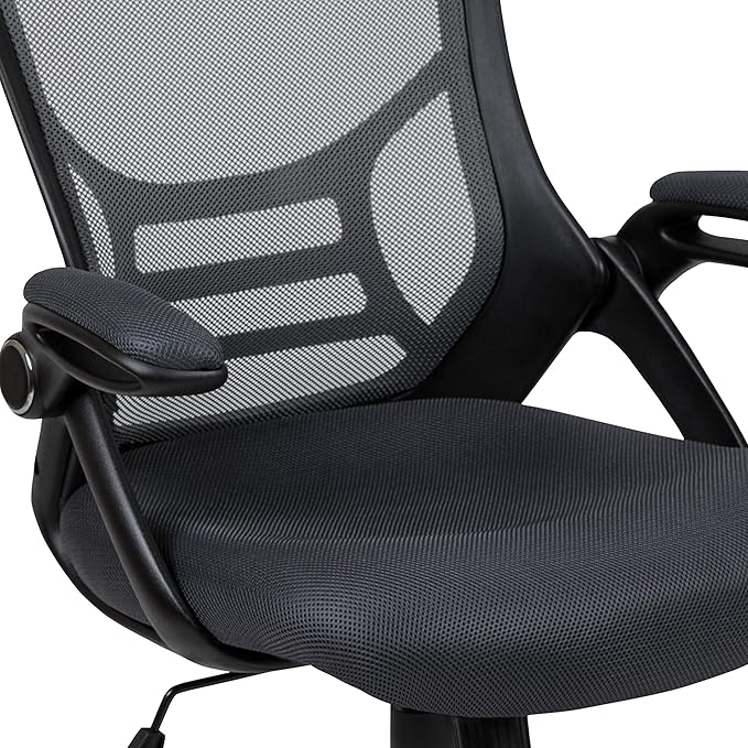 Flash Furniture Porter High-Back Swivel Office Chair with Adjustable Lumbar Support and Seat Height, Ergonomic Mesh Desk Chair with Flip-Up Armrests, Black - LeafyLoom