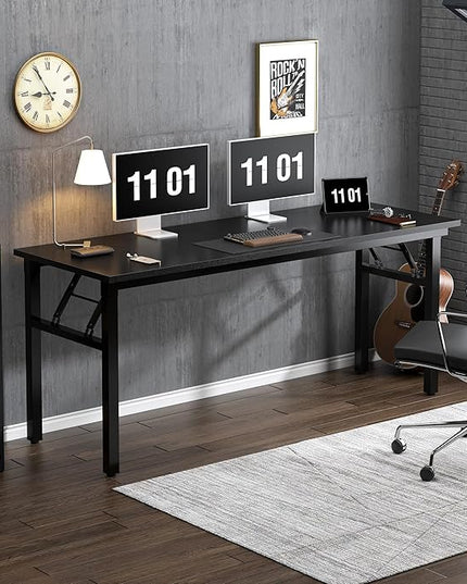 Need Computer Desk Office Desk 62 inches Folding Table with BIFMA Certification Computer Table Dining Table No Install Needed, Black - LeafyLoom