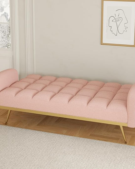 NicBex Sectional Couch Sofa with 2 Throw Pillows Sofa Bed Cloud Couch for Living Room Furniture Sets with Removable Comfortable Armrest, Modular Sofa for Living Room, Bedroom, Apartment,69" L, Pink - LeafyLoom