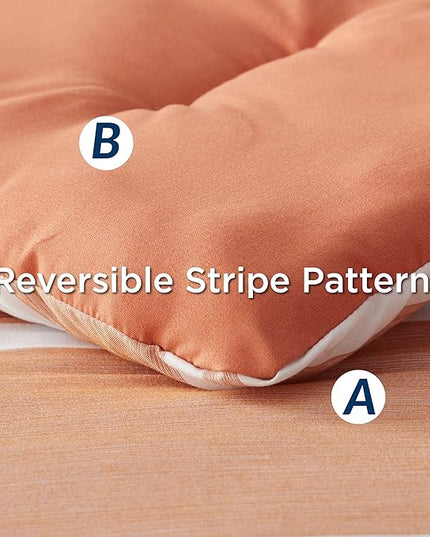 Bedsure Bed in a Bag Queen Size 7 Pieces, Burnt Orange White Striped Bedding Comforter Sets All Season Bed Set, 2 Pillow Shams, Flat Sheet, Fitted Sheet and 2 Pillowcases - LeafyLoom