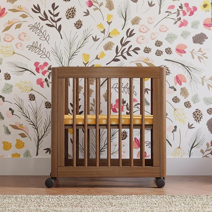 Babyletto Yuzu Convertible All-Stages Bassinet, Midi, Full-Size Crib in Natural Walnut, Greenguard Gold Certified, Portable & Adjustable with Conversion Kits and Pads Included - LeafyLoom