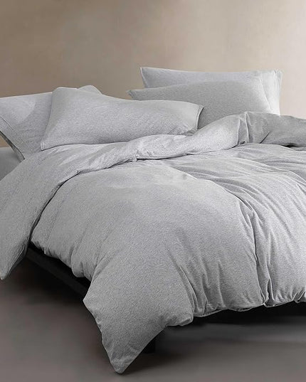 Calvin Klein - King Comforter Set, Luxuriously Soft Home Decor, Modern Cotton Melange Jersey Bedding (Grey Blue Heather, King) - LeafyLoom