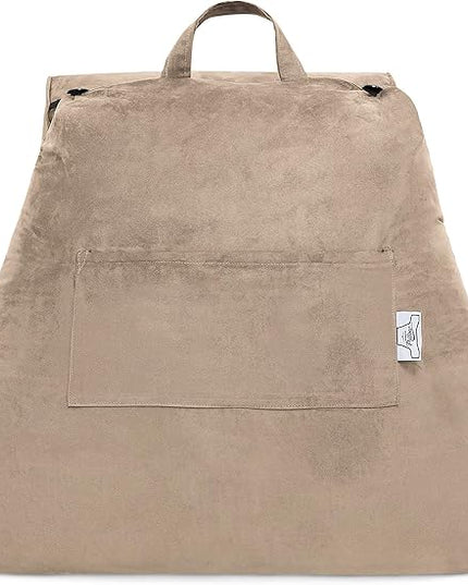 Husband Pillow XXL Aspen Edition, Adult Reading Sit Up Bed Rest Pillow for Bed with Arms & Neck Roll on Bungee Cord - Premium Memory Foam - Reversible 2 Sided Cover Micro Suede or Plush, Cowboy Taupe - LeafyLoom