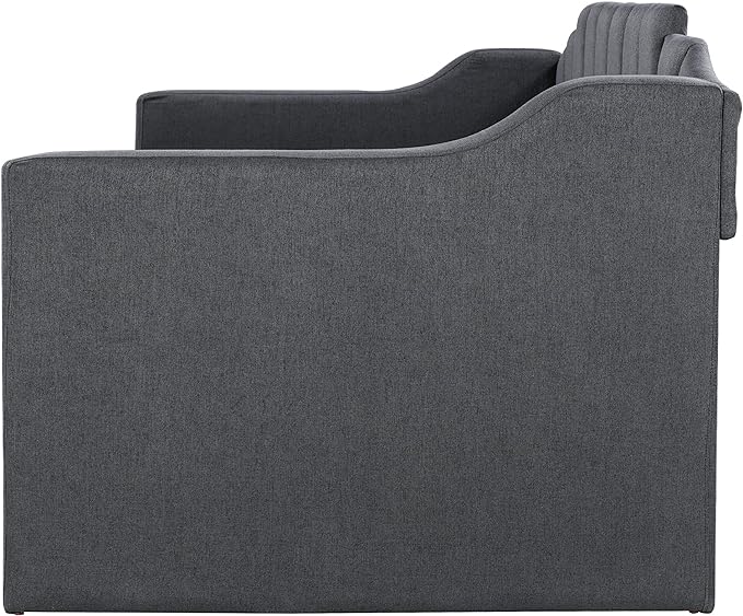 Twin Size Upholstered Daybed with Trundle, Twin Sofa Bed Day Bed for Living Room Bedroom Guest Room, Ideal Bed Frame for Home, No Box Spring Needed, Black - LeafyLoom