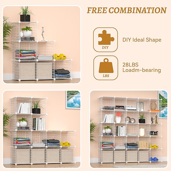 TUMUCUTE Closet Organizer,6-Cube Closet Organizers and Storage,Closet Cabinet Metal Shelf Rack Storage Shelves Bookshelf,Toy Organizers and Storage Bins - LeafyLoom