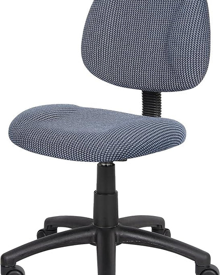 Boss Office Products Perfect Posture Delux Fabric Task Chair without Arms in Blue - LeafyLoom