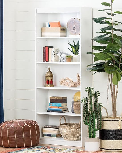 South Shore Axess 5-Shelf Bookcase - Pure White - LeafyLoom