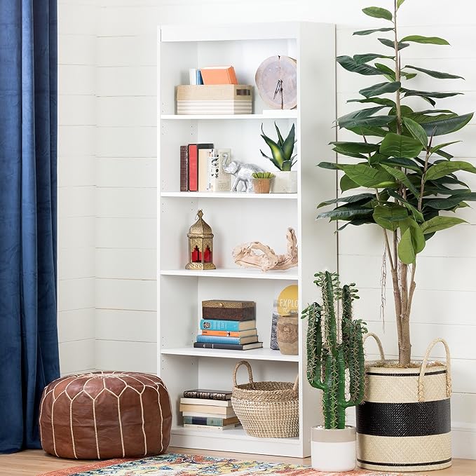 South Shore Axess 5-Shelf Bookcase - Pure White - LeafyLoom