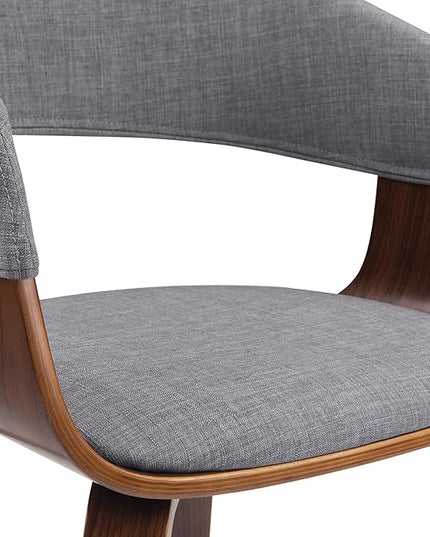 SIMPLIHOME Lowell 17 Inch Mid Century Modern Bentwood Dining Chair in Light Grey Linen Look Fabric, For the Dining Room - LeafyLoom