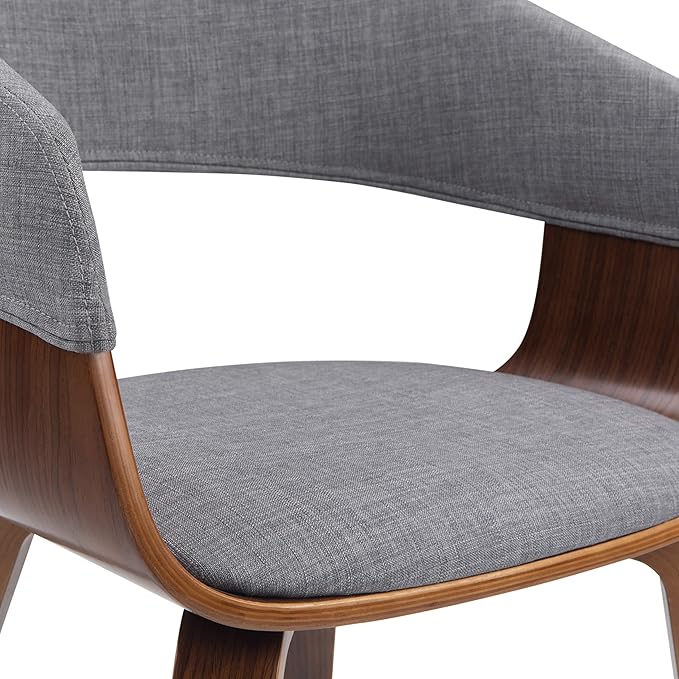 SIMPLIHOME Lowell 17 Inch Mid Century Modern Bentwood Dining Chair in Light Grey Linen Look Fabric, For the Dining Room - LeafyLoom