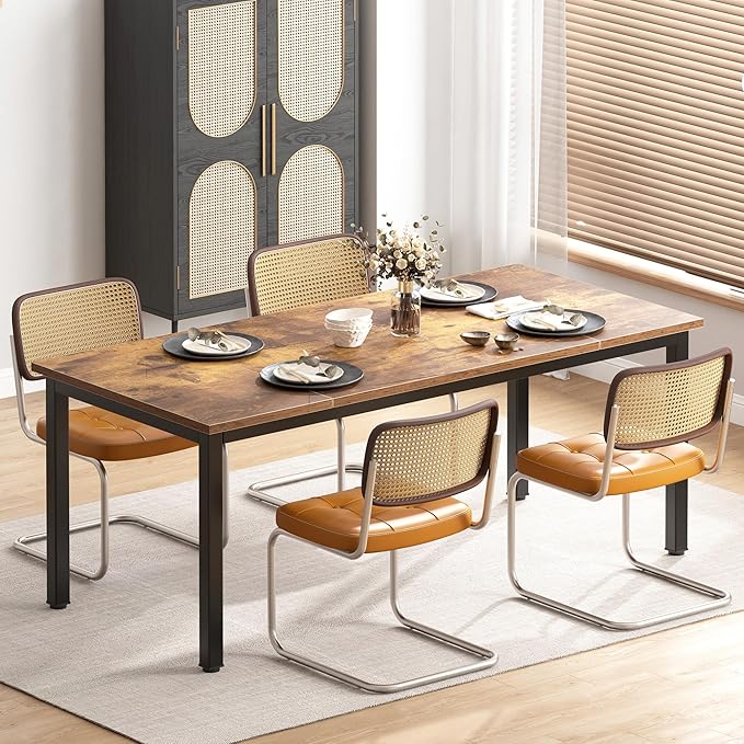 DlandHome Computer Desk, Large Executive Office Desk Computer Table Study Writing Desk Workstation for Home Office,70.8 x 31.5 inch,Retro - LeafyLoom