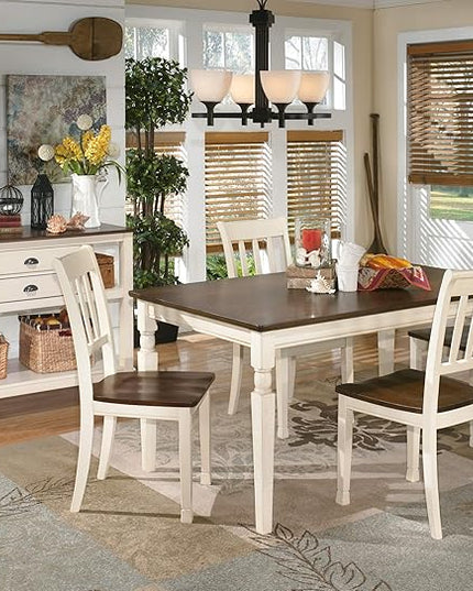 Signature Design by Ashley Whitesburg Cottage Rake Back Dining Chair, Set of 2, Brown & Off-White - LeafyLoom