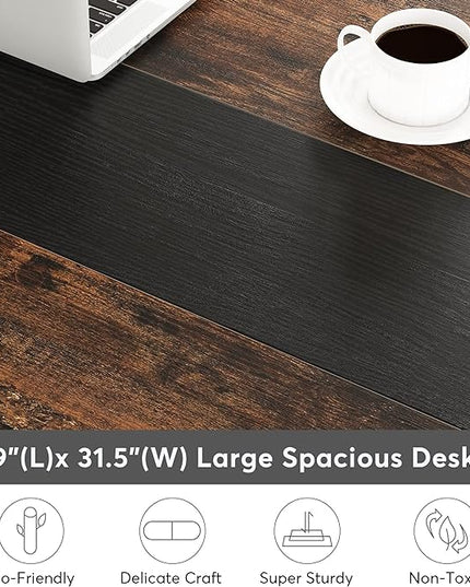 Tribesigns Modern Computer Desk, 70.8 x 31.5 inch Large Office Desk Computer Table Study Writing Desk Workstation for Home Office, Rustic/Black - LeafyLoom