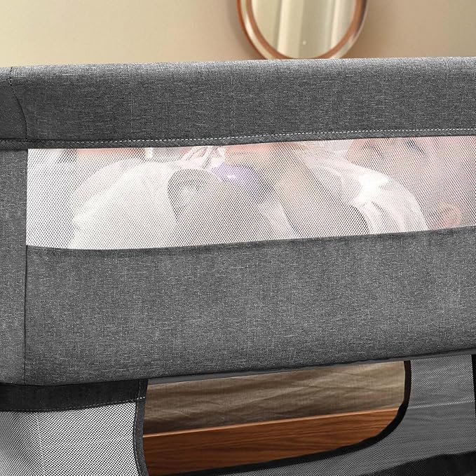 Baby Crib,3 in 1 Baby Bassinet Bedside Crib Adjustable Portable Bed for Infant,Baby Newborn Must Have Bed,Grey - LeafyLoom