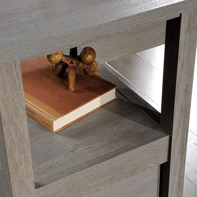 Sauder Cannery Bridge L-Desk, L: 59.06" x W: 59.06" x H: 30.04", Mystic Oak finish - LeafyLoom