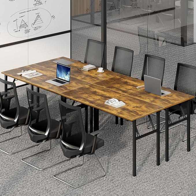 Need Home Office Desk Large Computer Desk 60 inch Sturdy Table Foldable Desk Gaming Computer Table No Assembly Required, Rustic Brown&Black Frame AC5FB(152.4 * 60) - LeafyLoom