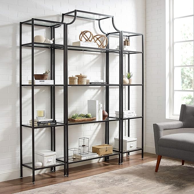 Crosley Furniture Aimee 3-Piece Etagere Bookcase Set, Oil-Rubbed Bronze - LeafyLoom
