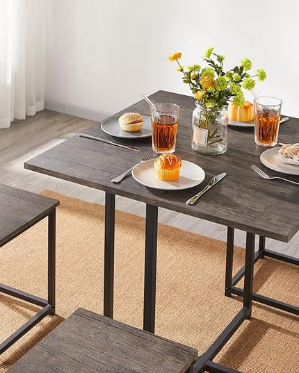 Yaheetech 5-Piece Dining Table Set with 4 Stools - Industrial Compact Kitchen Table & Chairs Sets, Space-Saving Design for Apartment, Small Space, Breakfast Nook, Drift Brown - LeafyLoom