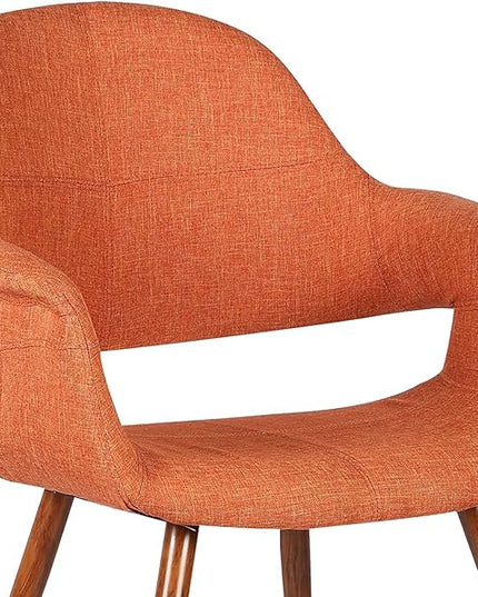Armen Living Phoebe Mid-Century Modern Fabric Upholstered Dining Chair for Kitchen Table Office Desk Vanity, 24D x 25W x 33H Inch, Orange - LeafyLoom