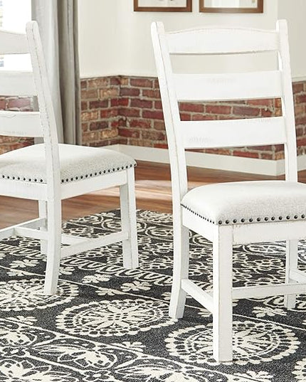 Signature Design by Ashley Valebeck Vintage Farmhouse Cushioned Dining Chair, 2 Count, Whitewash - LeafyLoom