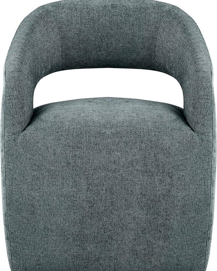 Dining Chairs with Casters Upholstered Modern Armchair with Rollers for Diningroom Bedroom Livingroom Reading Room, 32.25''H, Blue - LeafyLoom