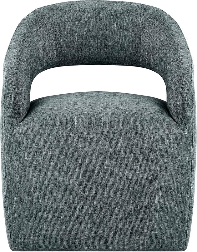 Dining Chairs with Casters Upholstered Modern Armchair with Rollers for Diningroom Bedroom Livingroom Reading Room, 32.25''H, Blue - LeafyLoom