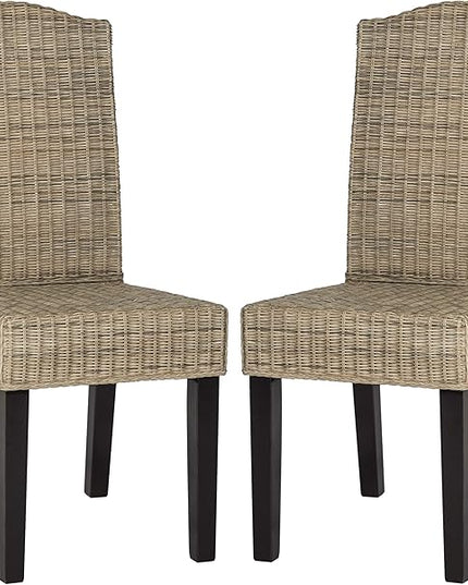 Safavieh Home Collection Odette Grey Wicker Dining Chair - LeafyLoom