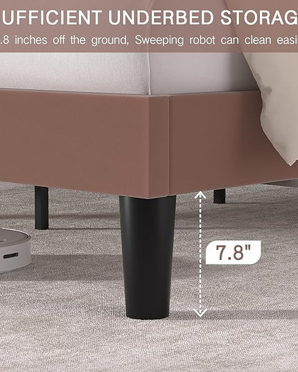 VECELO Twin Size Platform Bed Frame with Adjustable Upholstered Headboard, Modern Mattress Foundation, Strong Wood Slat Support, No Box Spring Needed, Easy Assembly - LeafyLoom