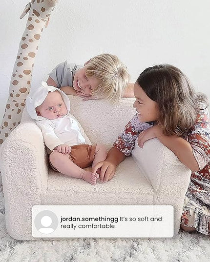 Delta Children Cozee Sherpa Chair, Cream - LeafyLoom