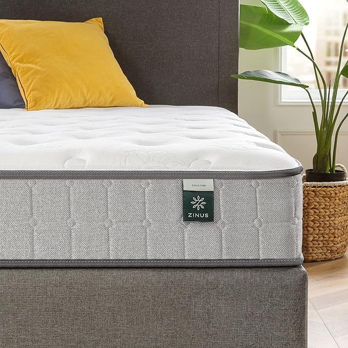 ZINUS 8 Inch Comfort Support Cooling Gel Hybrid Mattress, Queen, Tight Top Innerspring Mattress, Motion Isolating Pocket Springs, Mattress in A Box - LeafyLoom