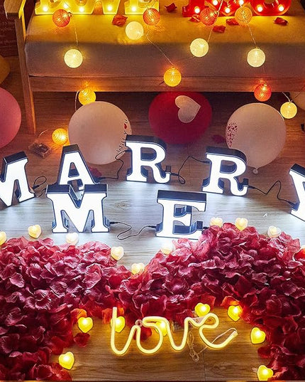 LED Marquee Letter Lights-DIY Marquee Lights up Letter Signs, Dual DC Interface Upgrade Multi-Letter Connection, 26 Alphabet Signs for Wedding, Birthday, Party， Bar Decoration (N) - LeafyLoom