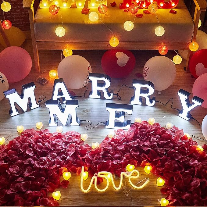 LED Marquee Letter Lights-DIY Marquee Lights up Letter Signs, Dual DC Interface Upgrade Multi-Letter Connection, 26 Alphabet Signs for Wedding, Birthday, Party， Bar Decoration (N) - LeafyLoom