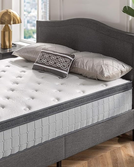 ZINUS 12 Inch Comfort Support Cooling Gel Hybrid Mattress, King, Euro Top Innerspring Mattress, Motion Isolating Pocket Springs, Mattress in A Box - LeafyLoom