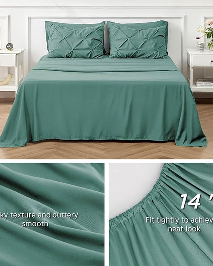 Bedsure California King Comforter Set - Cal King Bed Set 7 Pieces, Cali King Bedding Set with Comforter, Sheets, Pillowcases & Shams (Graysih Green) - LeafyLoom