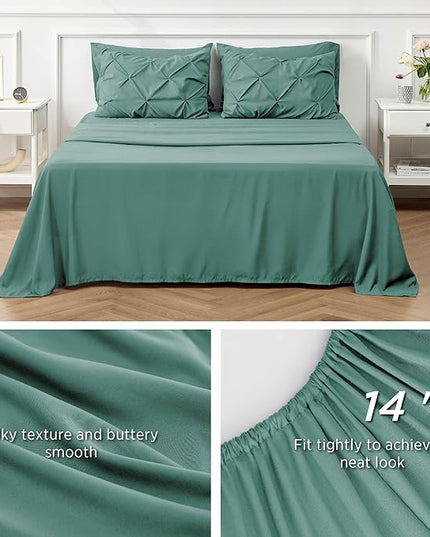 Bedsure Full Size Comforter Sets - Bedding Sets Full 7 Pieces, Bed in a Bag Bed Sets with Comforter, Sheets, Pillowcases & Shams, Adult & Kids Bedding (Graysih Green) - LeafyLoom