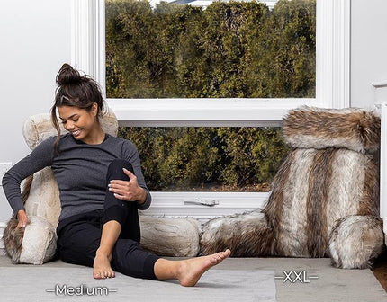 Husband Pillow XXL Rare Baby Coyote Fabulous Faux Fur Backrest, 2-Tone Reversible Double Sided Reading & Bed Rest Pillow with Arms & Neck Roll, Adjustable Memory Foam - Sit Up Extremely Comfy - LeafyLoom