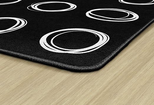 Flagship Carpets Circle Sampler Abstract Educational Area Rug for Kids Room or Childrens Classroom Carpet, Playroom or Home Learning, 6' x 8'4", Black - LeafyLoom