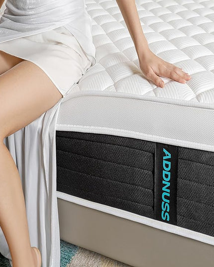 Full Mattresses,Hybrid 12 Inch Full Mattress in a Box,Memory Foam & Individually Pocket Spring for Pain Relief,Medium Firm Black Full Mattress,Pressure Relief,Certified. - LeafyLoom