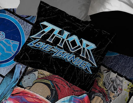 Jay Franco Marvel Comics Thor Mighty Twin Comforter & Sham Set - Kids Super Soft Bedding - Fade Resistant Microfiber (Official Marvel Product) - LeafyLoom