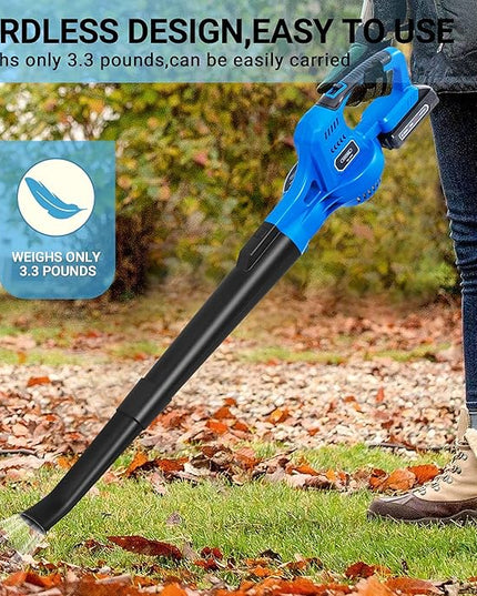 20V Leaf Blower Cordless, Battery Powered Leaf Blower with 2 Battery and Charger, Rechargeable Electric Handheld Leaf Blowers Variable Speed with 2 Tubes for Patio, Lawn, Leaves - LeafyLoom