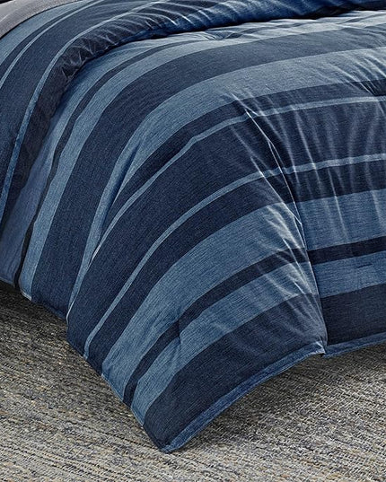 Nautica - King Size Comforter Set, Cotton Reversible Bedding with Matching Shams, Stylish Home Decor (Longpoint Blue, King) - LeafyLoom
