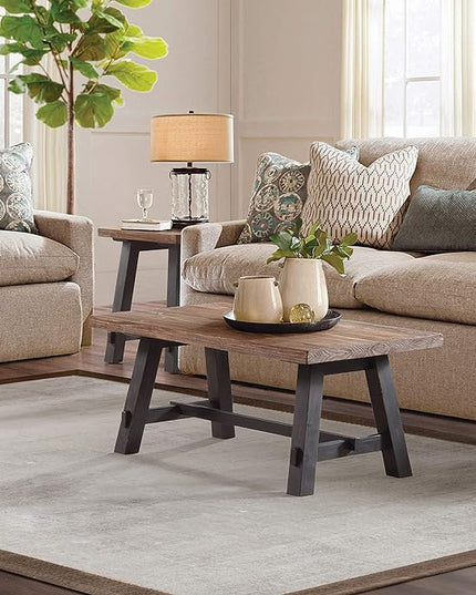Alaterre Furniture Adam 42" L Solid Wood Coffee Table - LeafyLoom