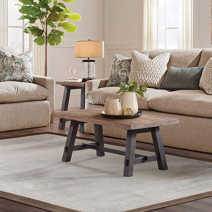 Alaterre Furniture Adam 42" L Solid Wood Coffee Table - LeafyLoom