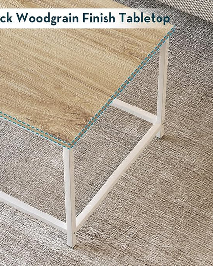 SAYGOER Coffee Table Simple Modern Coffee Tables Open Design Rectangular Minimalist Center Table for Living Room Home Office, Easy Assembly, 39.37 x 19.69 x 17.72, OAK White - LeafyLoom