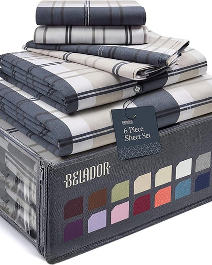 BELADOR Silky Soft Queen Sheet Set - 6 Piece Bed Sheets for Queen Size Bed, Secure-Fit Deep Pocket Sheets with Elastic, Breathable Hotel Sheets & Pillowcase Set, Wrinkle Free Oeko-Tex Sheets - LeafyLoom