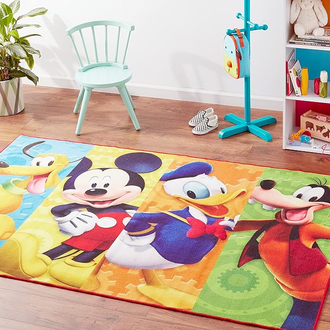 Gertmenian Disney Mickey Mouse Club House Friends Area Rug for Children & Teens Kids Home Decor for Girls & Boys 4x6 Large, Multi, 31117 - LeafyLoom
