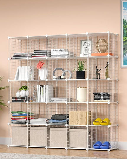TUMUCUTE Closet Organizer,25-Cube Closet Organizers and Storage,Closet Cabinet Metal Shelf Rack Storage Shelves Bookshelf,Toy Organizers and Storage Bins - LeafyLoom